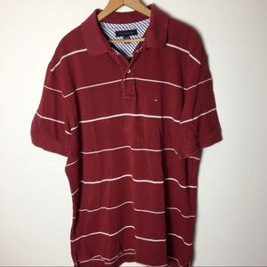 Tommy Hilfiger XL Burgundy Stripe Polo Shirt